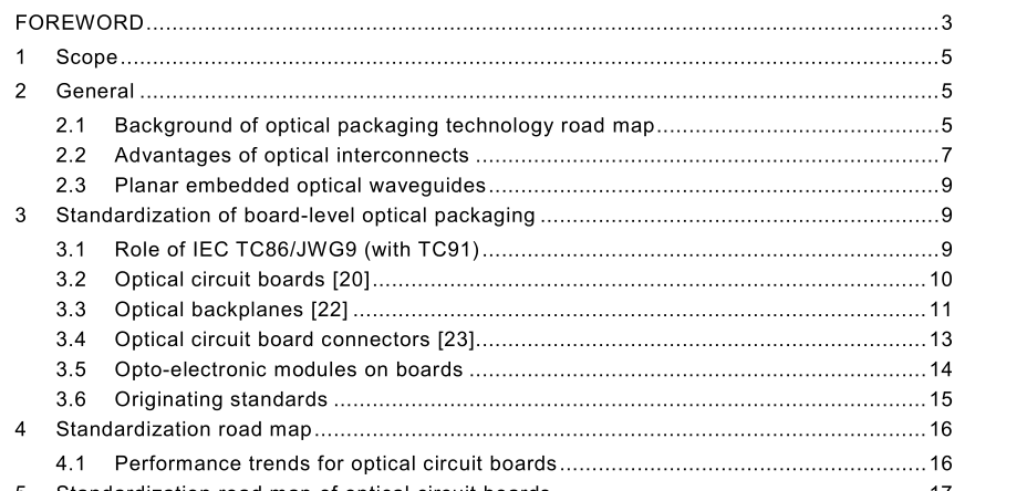 IEC TR 62658-2013 pdf Roadmap of optical circuit boards and their related packaging technologies
