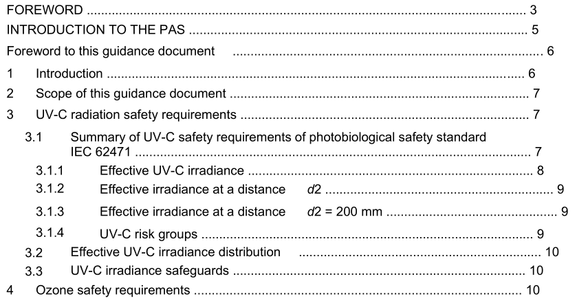 IEC PAS 63313-2021 pdf Position statement on germicidal UV-C irradiation UV-C safety guidelines